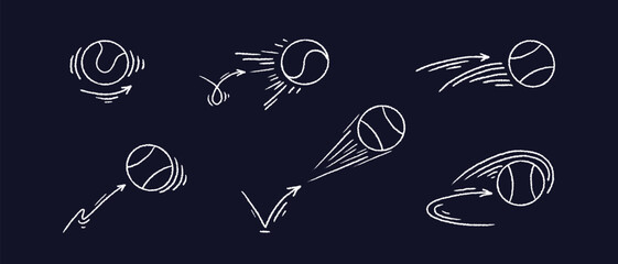 Tennis ball trajectory of bounce Sport doodle sign