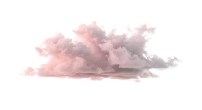 Delicate translucent ethereal wisps of pastel pink and muted grey clouds, light and airy with well-defined contours, against an infinite transparent background with copy space, conveying serene