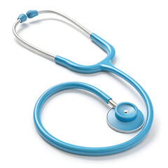 blue color 3d model stethoscope isolated on white background