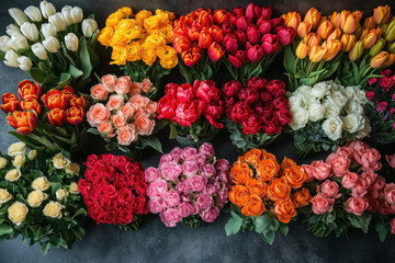 Fototapeta premium Colorful flowers in a vibrant bouquet.