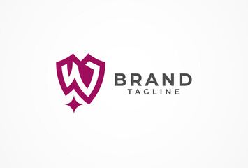 Letter W Logo, Iconic Letter W with star logo design, vector illustration 