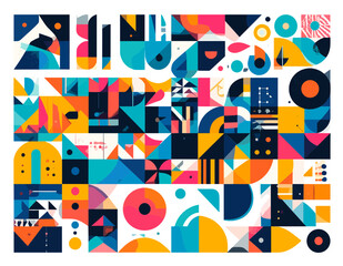 Abstract Geometric Shapes in a Dynamic Composition of Vibrant Colors and a Creative Modern Design with Intricate Details