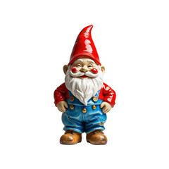 Cheerful Garden Gnome Figurine - Red Hat and Blue Overalls