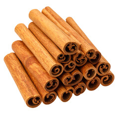 Aromatic cinnamon sticks stacked creating culinary delight sensation on transparent background