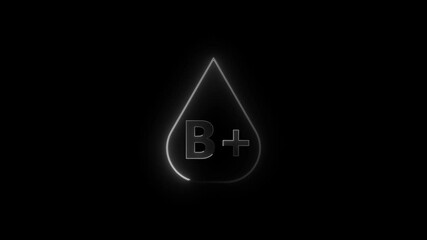 Eight blood group drops appear on the screen, symbolizing the details of the blood group. black background and black