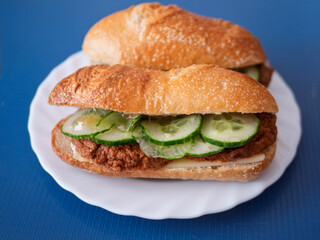 Crispy Fried Chicken Sandwich with Fresh Cucumbers