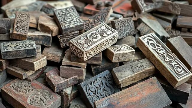 Carved wooden printing blocks