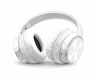 Detailed White Headphones on White Background Audio Device for Sound and Music Listening Entertainment Gadget Accessory