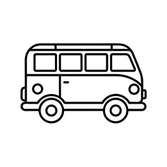 Micro bus outline vector icon. Simple line art design for public transport visuals.