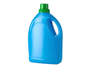 Blue floor cleaner bottle with green cap, isolated on white.