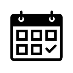 Calendar icon showing a date marked with a check isolated on white background