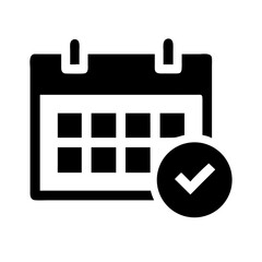 Calendar icon with check mark isolated on white background