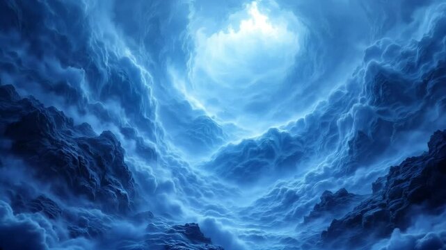 Celestial blue cloudscape mystical fantasy realm