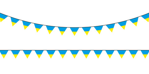 Festive triangular bunting in blue and yellow, perfect for celebrations, national holidays, or summer party decor.