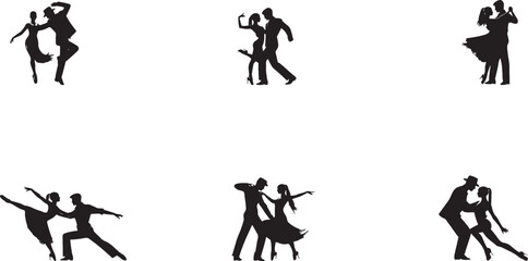 Dancing couples silhouette