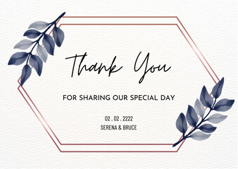 Floral and Water color Thankyou card