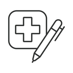 Obraz premium Medical report, icon in line design. Medical report, health report, diagnostic reports, patient file, clinical document, test result, health record on white background vector. Medical reports