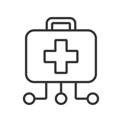 Obraz premium AI doctor, icon in line design. AI-doctor, virtual-doctor, digital-healthcare, smart-medicine, AI-medical-assistant, machine-learning on white background vector. AI doctor, editable stroke icon