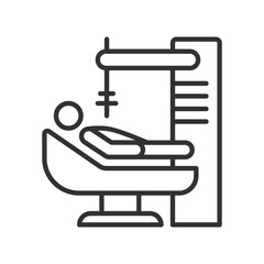 Robotic surgery, icon in line design. Surgical-robot, robot-assisted-surgery, medical-robotics, robotic-arm, high-tech-surgery on white background vector. Robotic surgery, editable stroke icon