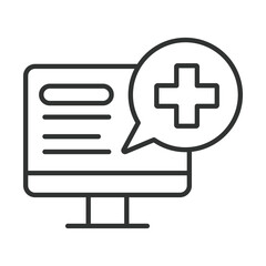 Obraz premium Online medicine, icon in line design. Digital-pharmacy, internet-drugs, virtual-pharmacy, online-doctor, medicine-delivery on white background vector. Online medicine, editable stroke icon