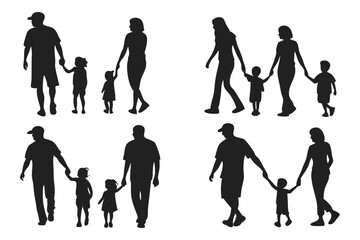 Family Silhouette: A collection of stylish silhouettes depict the timeless bond of family, offering a versatile visual for themes of unity, love, and togetherness.