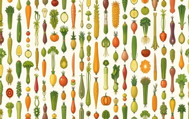 Whimsical Vegetable Pattern with Creative Shapes
