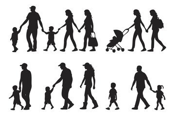 Family Silhouette: A collection of silhouetted family figures, capturing tender moments of connection and love, each image a quiet portrayal of familial life.