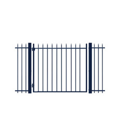 Modern Dark Blue Metal Gate and Fence Section