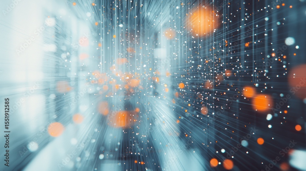 Fototapete Digital Flow: Abstract Visualization of Data Streams and Networks