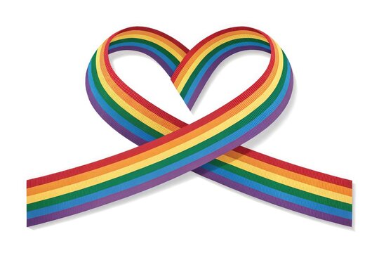 Rainbow heart ribbon symbolizing love and lgbtq pride