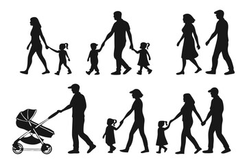 Family Silhouette: A collection of family silhouette, a simple yet profound portrayal of love, support, and unity, symbolizing the essence of a loving family and their journeys together.