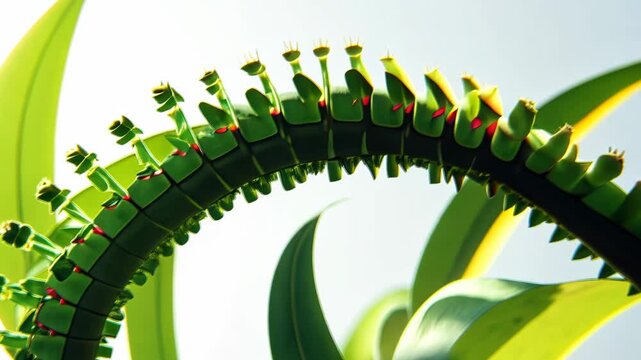 Green Nature Leaf Illustration in 3D Design with Fresh Flowers and Ferns Pattern