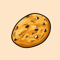Fototapeta premium Chocolate chip cookie illustration in cartoon style, ideal for snack visuals and food-related designs