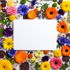 colorful flowers frame with copyspace