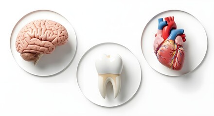 Medical Triangle Connection Brain Heart Tooth Disease Relationship Health Education Infographic