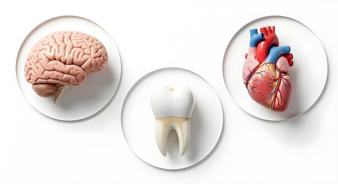 Medical Triangle Connection Brain Heart Tooth Disease Relationship Health Education Infographic