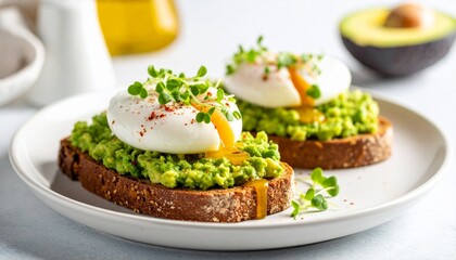 Avocado Toast
A modern favorite: toasted multigrain or sourdough topped with smashed avocado, often garnished with chili flakes, poached egg, or microgreens.