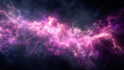 Fototapeta premium Vivid Cosmic Energy Burst in Deep Space with Electric Colors of Pink, Purple, and Blue, Creating an Awe-Inspiring Galactic Scene