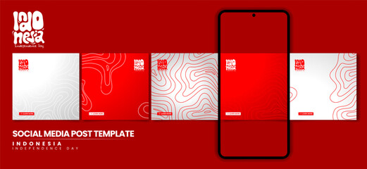 Set carousel post design with waving lines background for national day campaign © Labib_Retro