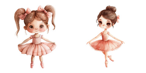 cute kid ballerina watercolor vector illustration © Dar