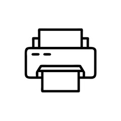 Black Printer Icon Silhouette on White Background, Minimal Office Device Symbol for Print Button, Document Management, and Hardware Interface Design
