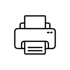Black Printer Icon Silhouette on White Background, Minimal Office Device Symbol for Print Button, Document Management, and Hardware Interface Design