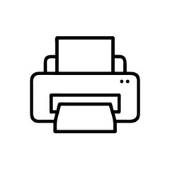Black Printer Icon Silhouette on White Background, Minimal Office Device Symbol for Print Button, Document Management, and Hardware Interface Design