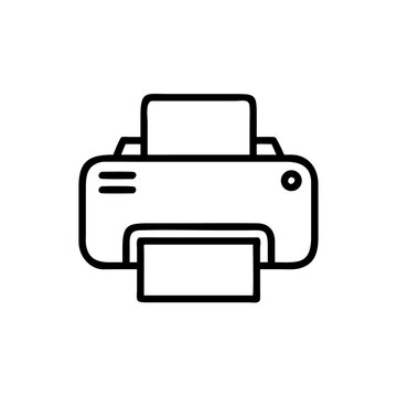 Black Printer Icon Silhouette on White Background, Minimal Office Device Symbol for Print Button, Document Management, and Hardware Interface Design