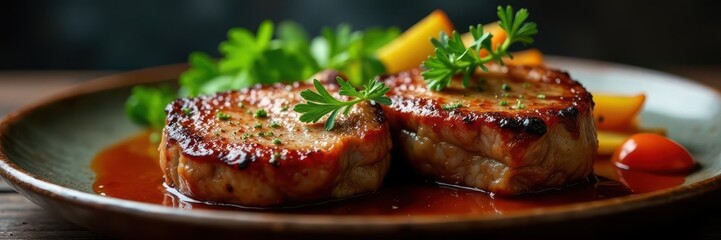 Succulent lamb chops, vibrant veggies, smoky aroma, lamb, bbq, summer