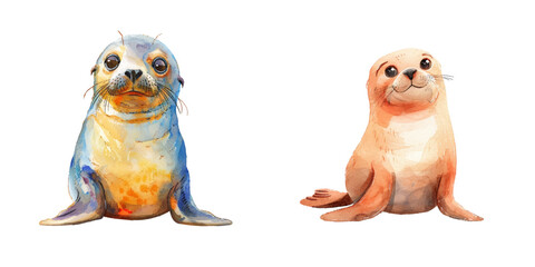 cute seal watercolor vector illustration