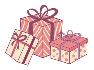 “Colorful Gift Box Set with Ribbons and Bows – 3D Vector Illustration for Holidays, Birthdays, and Celebrations”
