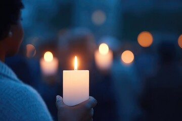 group of people holding candles during dusk tribute