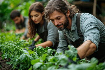 Man & woman gardening.