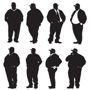 silhouettes of fat men